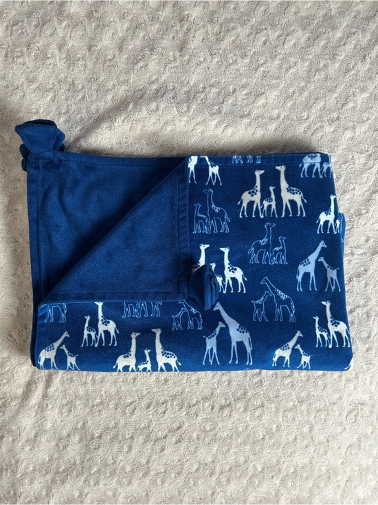 Nojo Other - NoJo Blue White Giraffes Baby Blanket Gray Light Tan Safari Animal Print